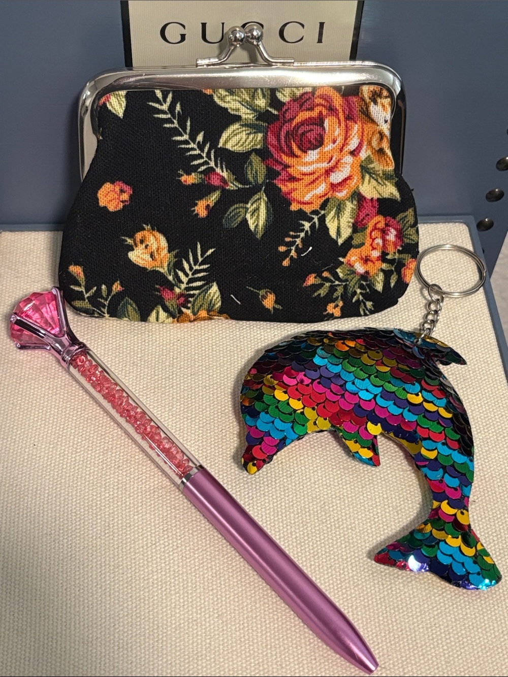 🌺🌺LIVE SHOW LISTING🌺🌺1 Random Floral Kisslock Diamond Pen & Bag Charm - Picture 4 of 10